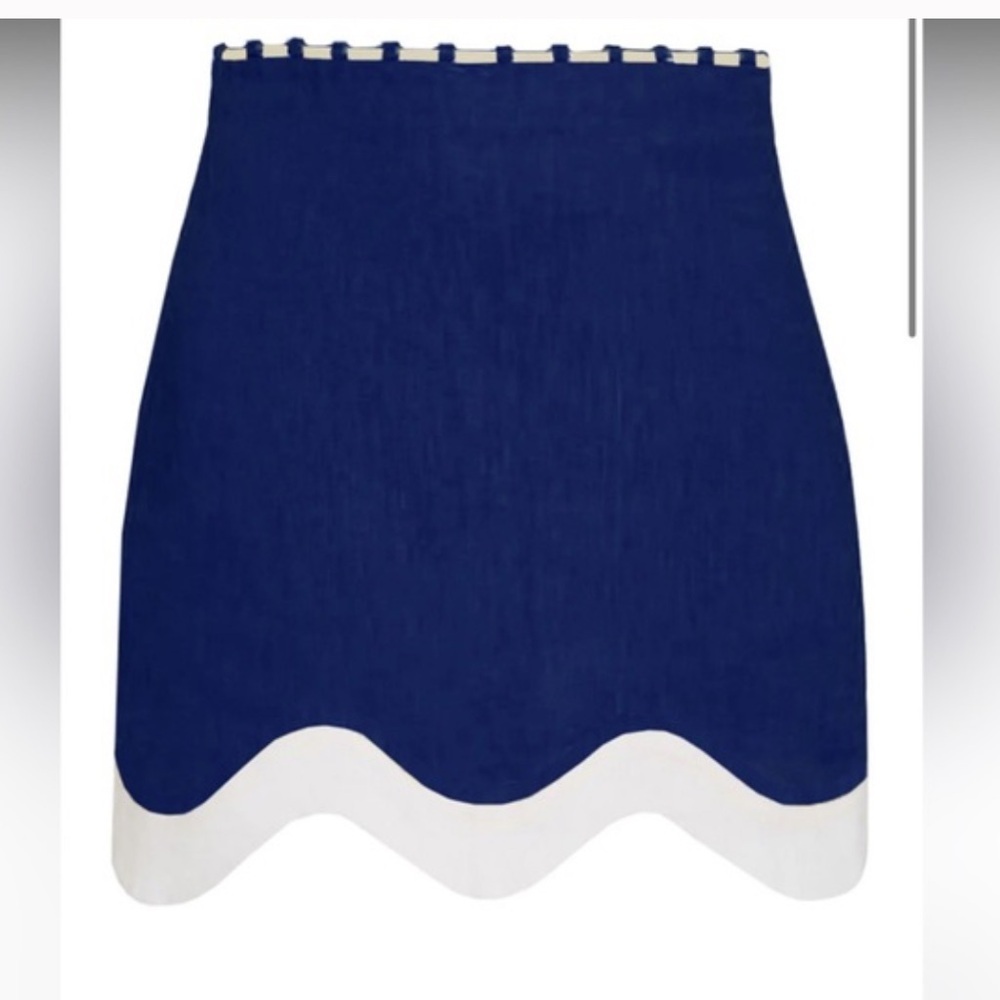 STAUD NWOT Navy and White Arianna Mini Skirt size 6